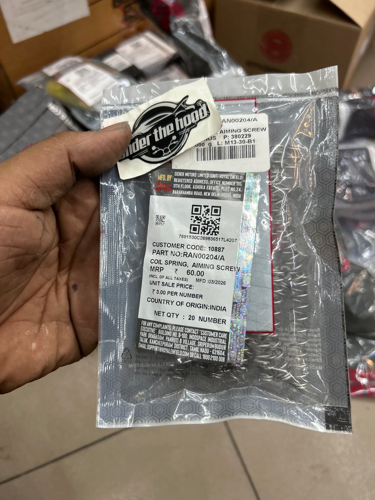 Royal Enfield RAN00204 - Coil Spring, Aiming Screw For ALL NEW CLASSIC 350 & New Bullet 350 - Headlamp Aiming Hardware (OEM Micro-Part)