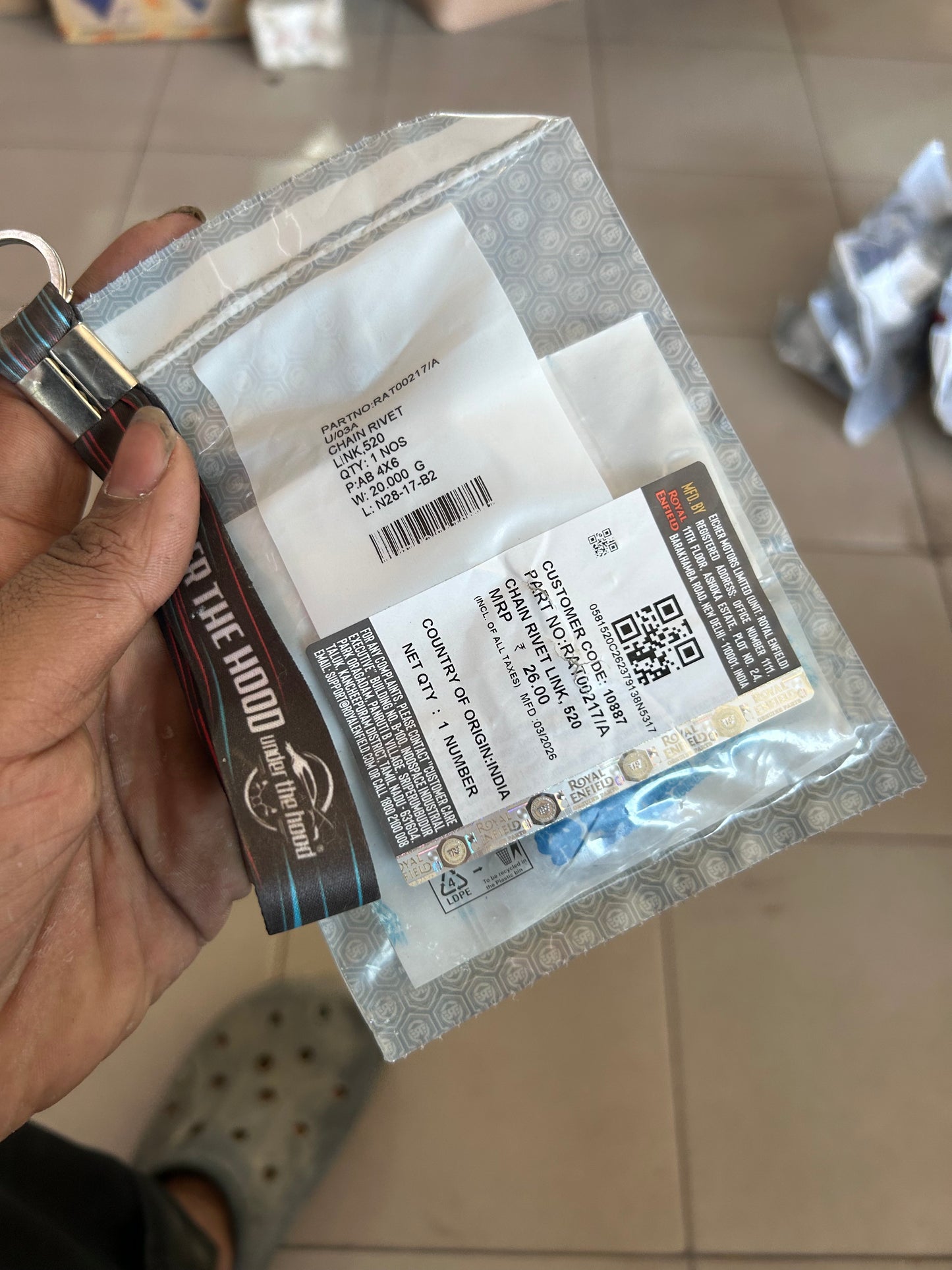 Royal Enfield CHAIN RIVET LINK – 520 (for 520×103 OE drive chain) — Meteor 350, Classic 350 (J-series Reborn), Hunter 350 (+ Bullet 350 BS6 J-platform) — RAT00217 / RAT00217/A | Genuine OE