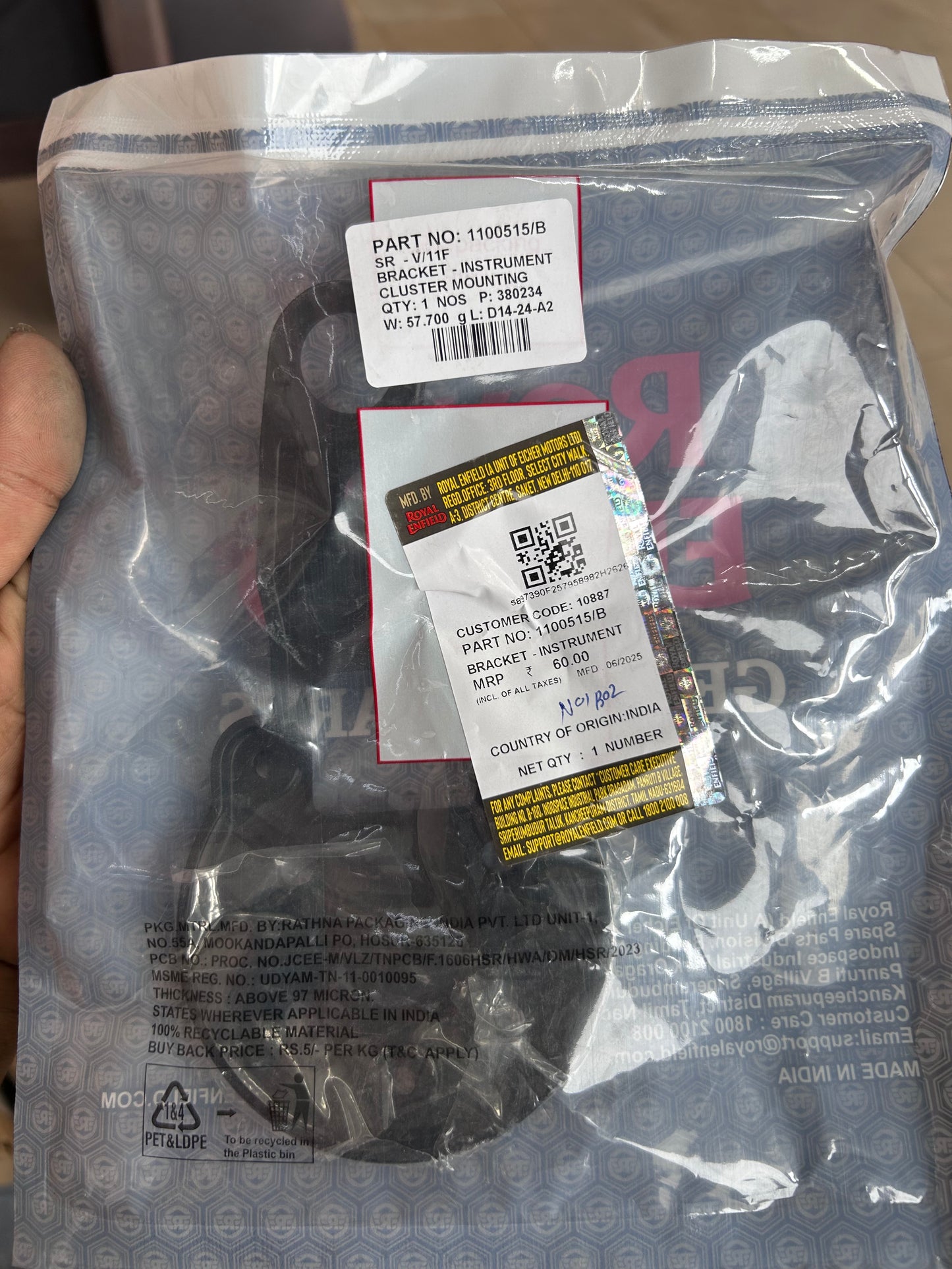 Royal Enfield 1100515/B Cluster Mounting Bracket – Meteor 350 (J-Series)