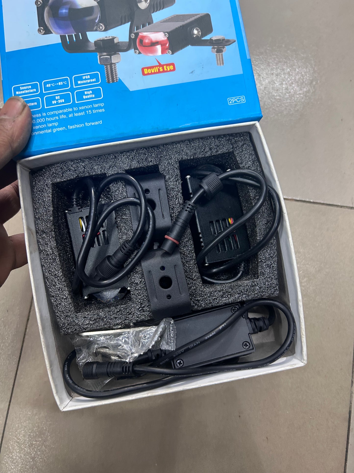 HJG Waymaker Dual Colour Fog Lights with Red Devil Eye (2 Pcs Set) – Universal LED Fog Lamps for Bikes, Cars & SUVs