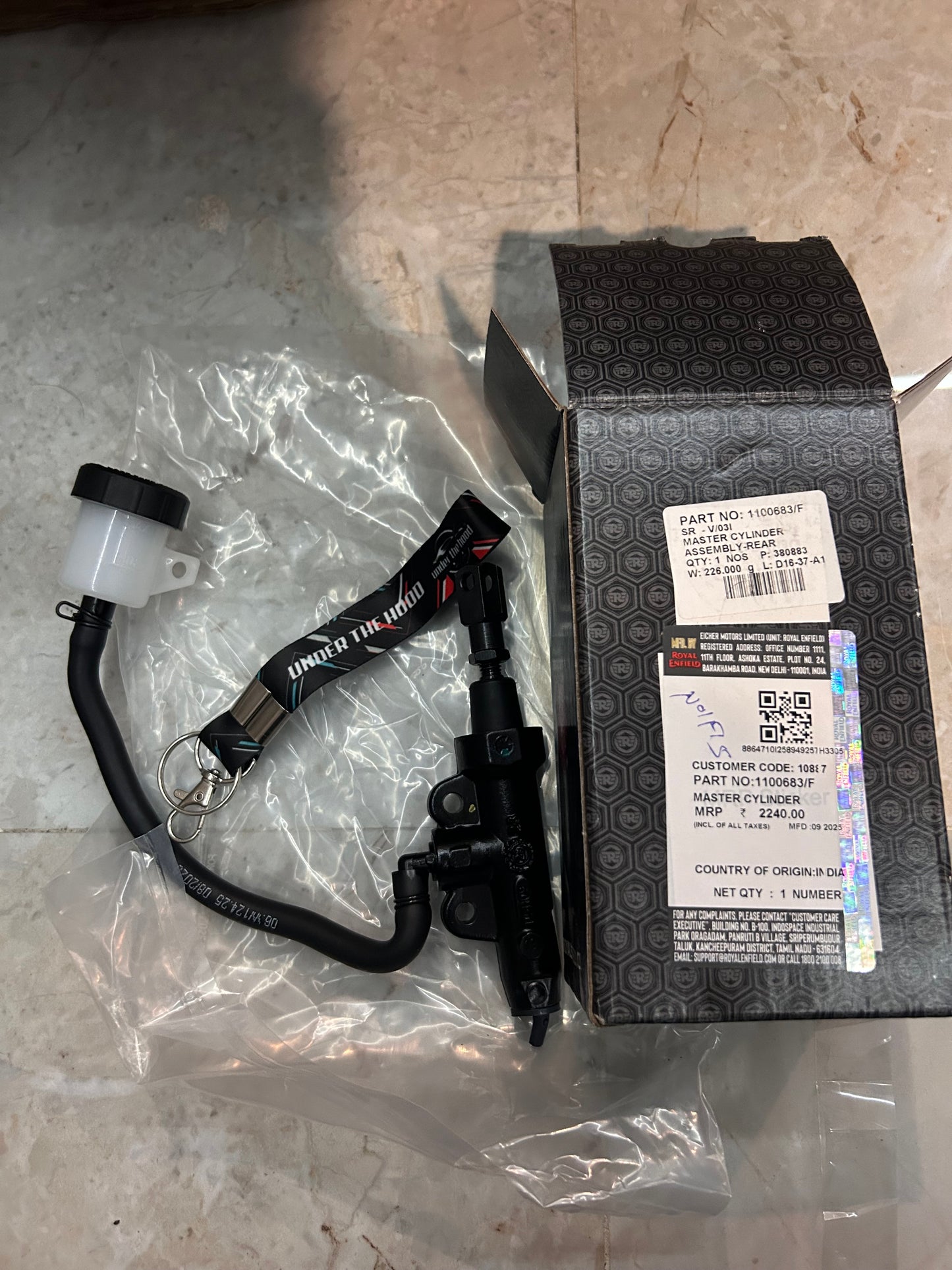 Royal Enfield 1100683/F – Rear Master Cylinder Assembly (OEM) For Reborn & Bullet 350 J Series