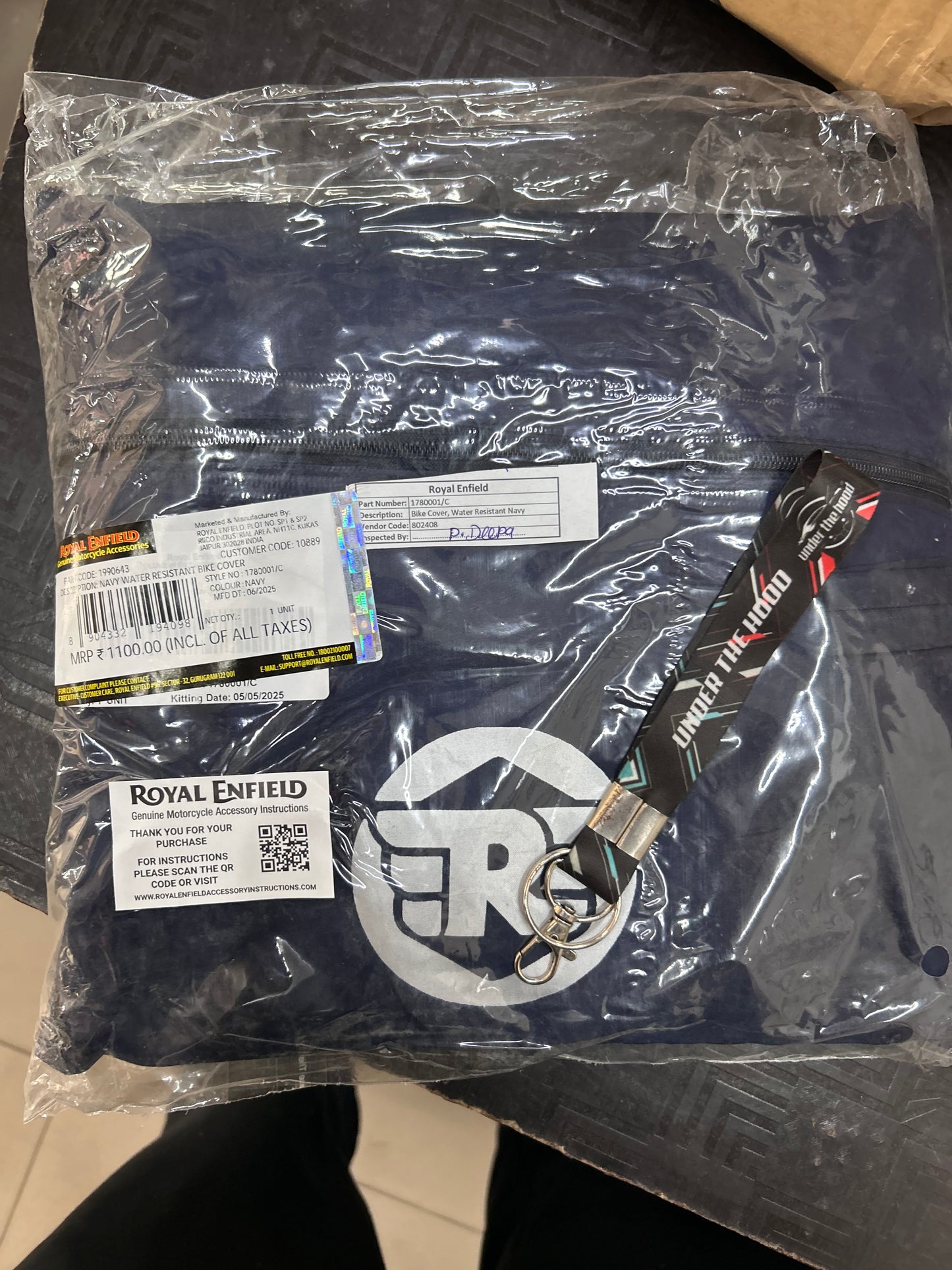 Royal Enfield Navy Water-Resistant Bike Cover (Part No. 1990643) — Genuine RE Accessory for All Royal Enfield Models