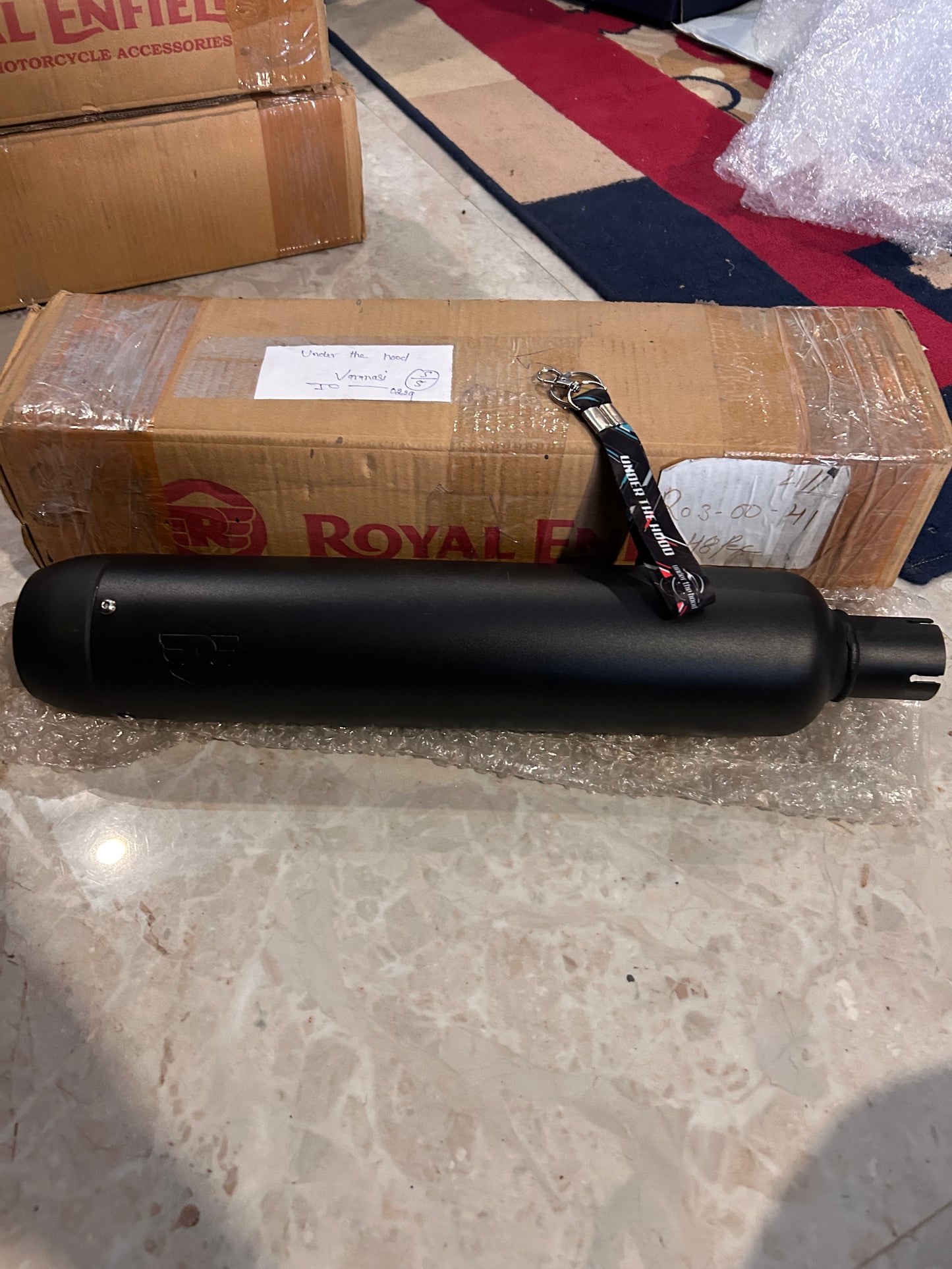 Royal Enfield 1990727 Black Tapered Silencer-IN — OEM Black Exhaust for Classic UCE