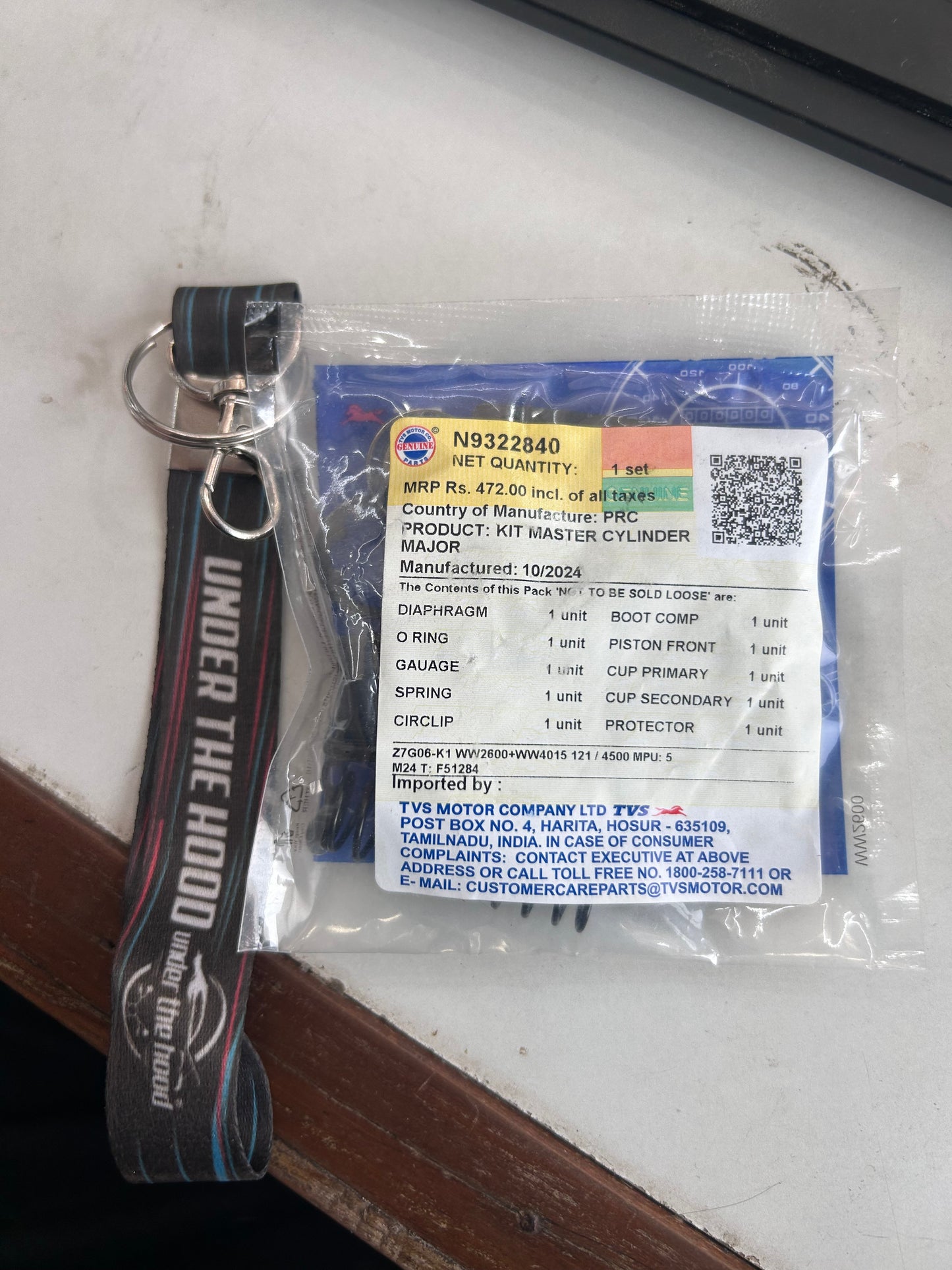 TVS N9322840 Front Master Cylinder Major Kit for Apache RTR 160 / 160 4V / 180 / 200 4V & TVS Neo XR – Genuine OEM Brake Repair Kit