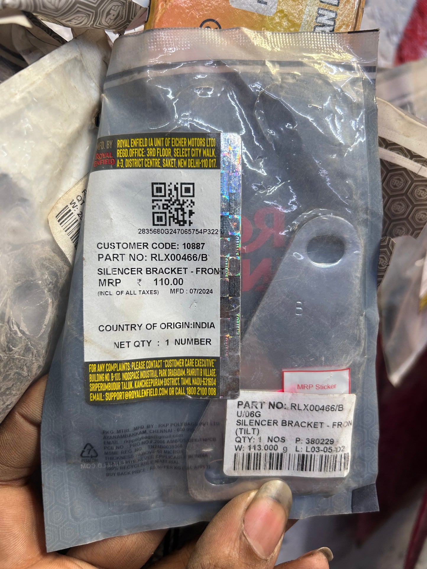 Royal Enfield Silencer Bracket – Front (Tilt) RLX00466/B – Genuine OEM Part for Classic & Bullet Series Models