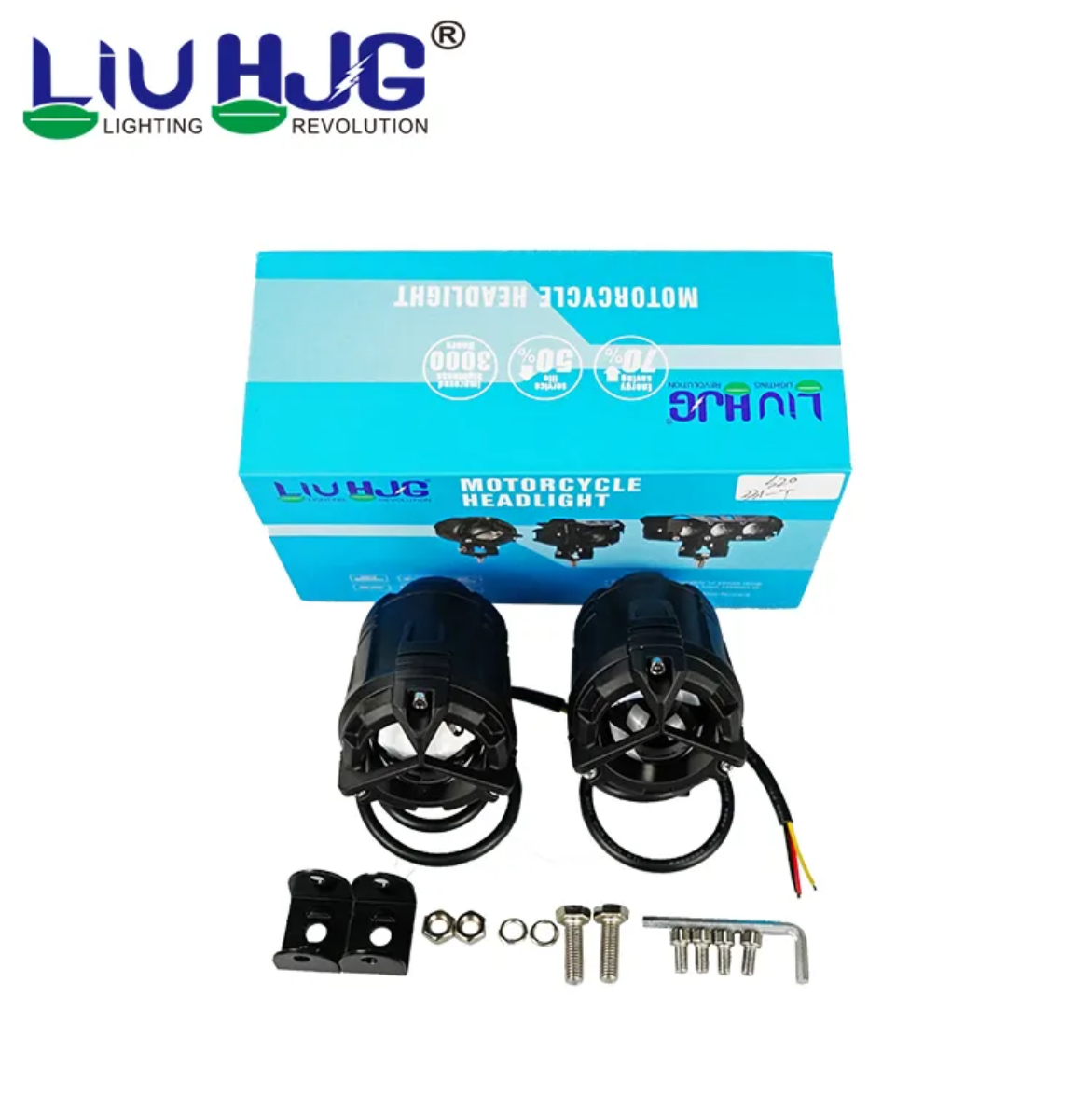 HJG Y Fog Light Trident 2.0 – Mercedes Style LED Pair with Switch for Bikes & Cars