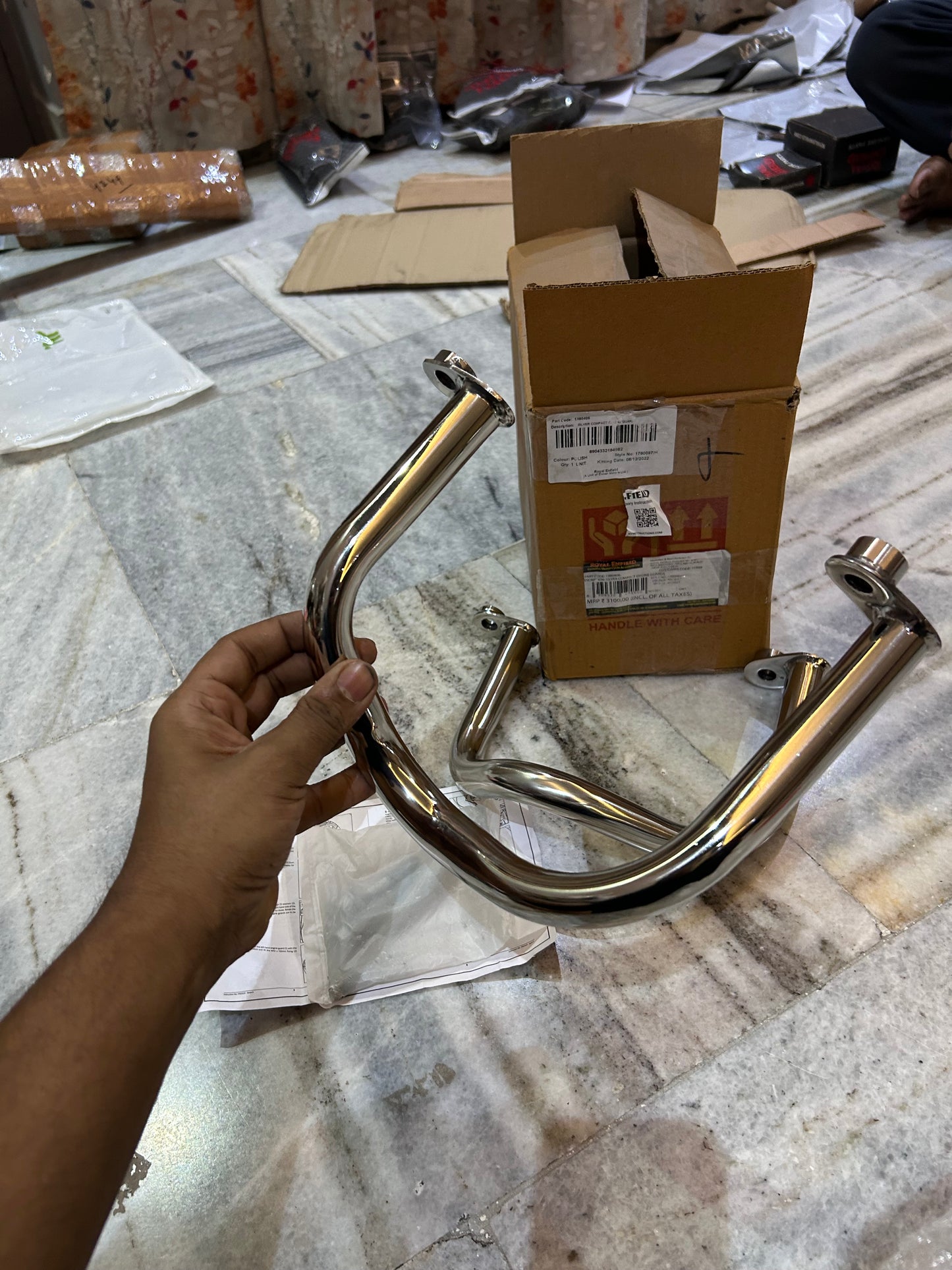 Royal Enfield 1990406 Compact Engine Guard (Stainless/Silver) — OEM Crash Bar for Interceptor 650 & Continental GT 650