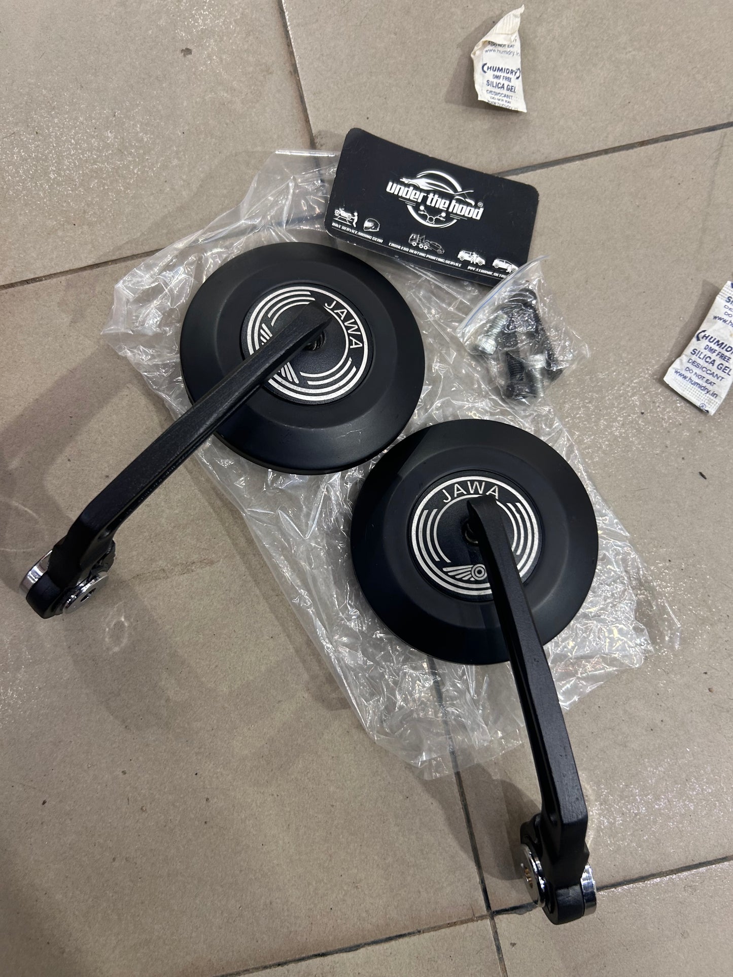 Jawa Round Bar End Mirrors Pair – Black Handlebar End Rear View Mirror Set for Jawa 42, 42 Bobber, Perak & Yezdi Roadster
