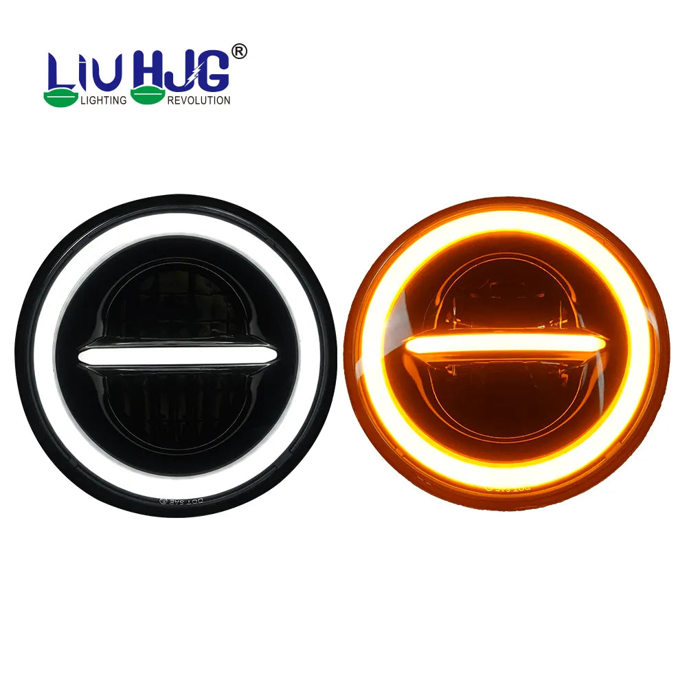 HJG Thar-Style 7-Inch LED Headlight with Ring DRL – Fits Royal Enfield, Jawa, Yezdi, Custom Bikes