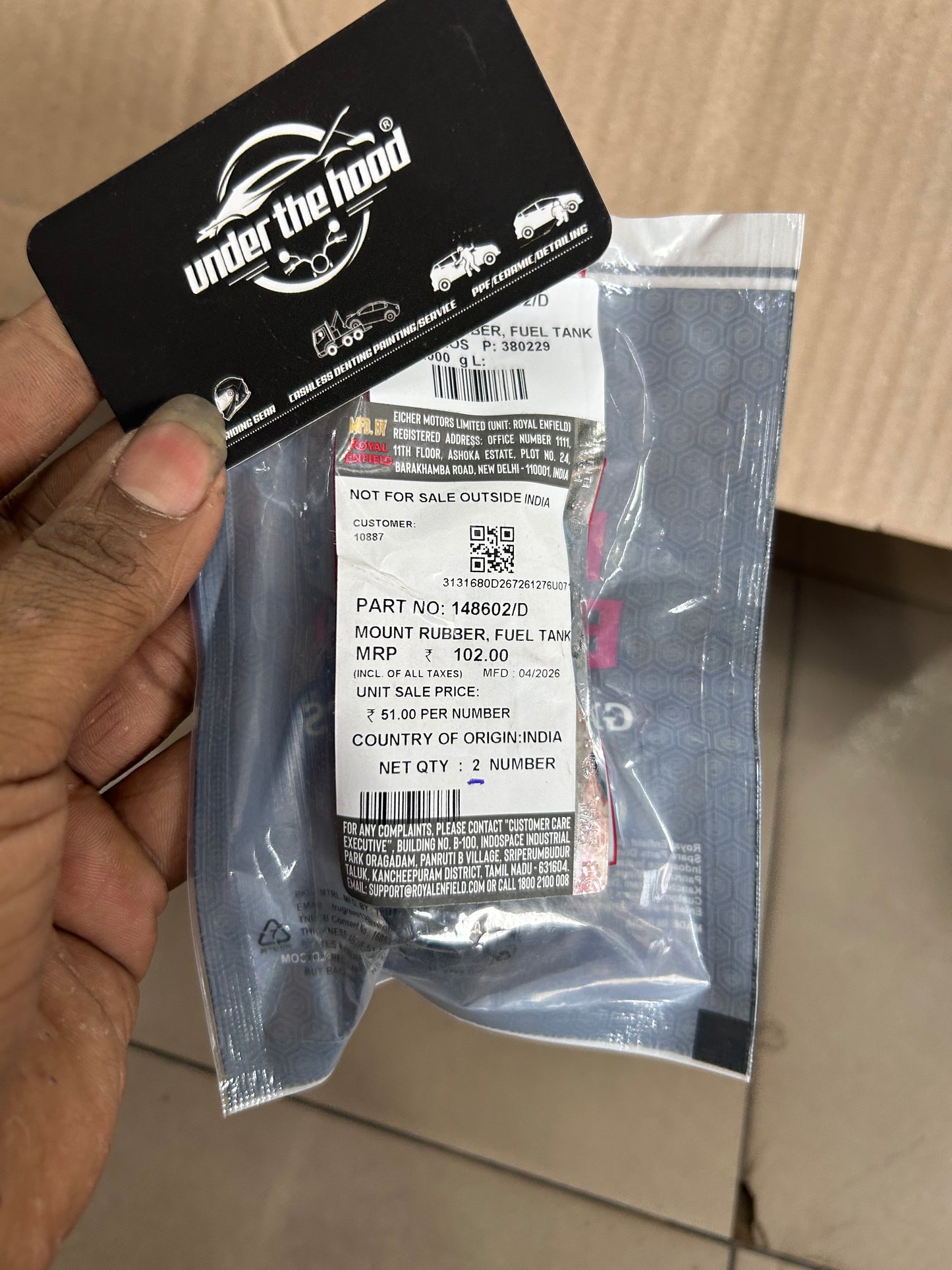 Royal Enfield Fuel Tank Mount Rubber for Interceptor 650 & Continental GT 650 – 148602/D