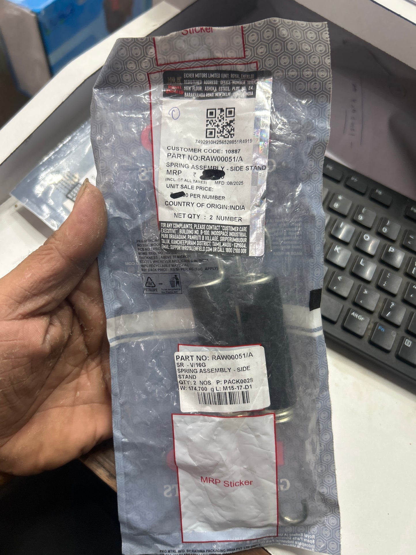 Royal Enfield RAW00051/A Side Stand Spring Assembly – OEM Kickstand Return Spring for 650 Twins (Interceptor & Continental GT)