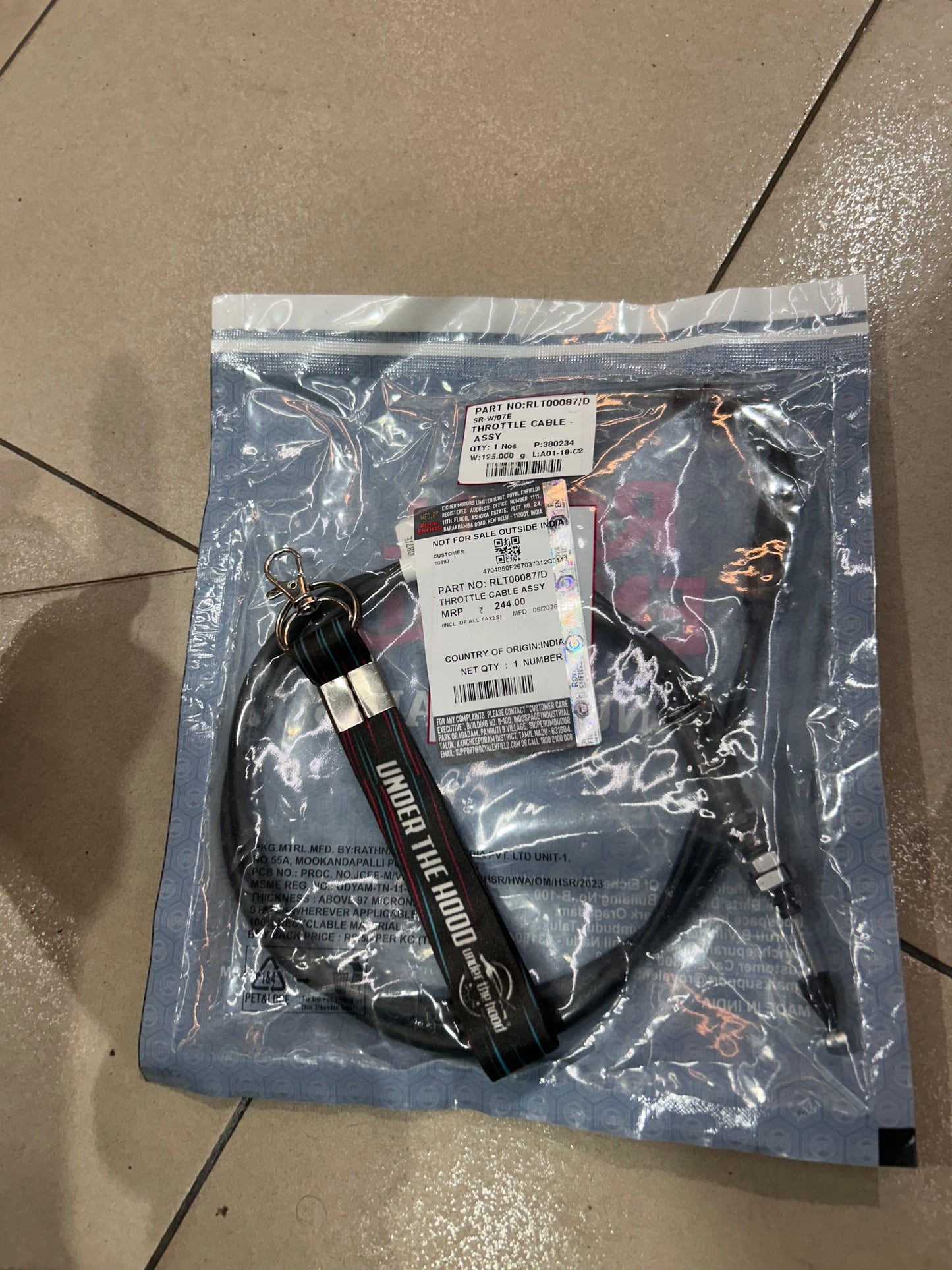 Royal Enfield Himalayan 411 BS6 Throttle Cable Assembly RLT00087/D