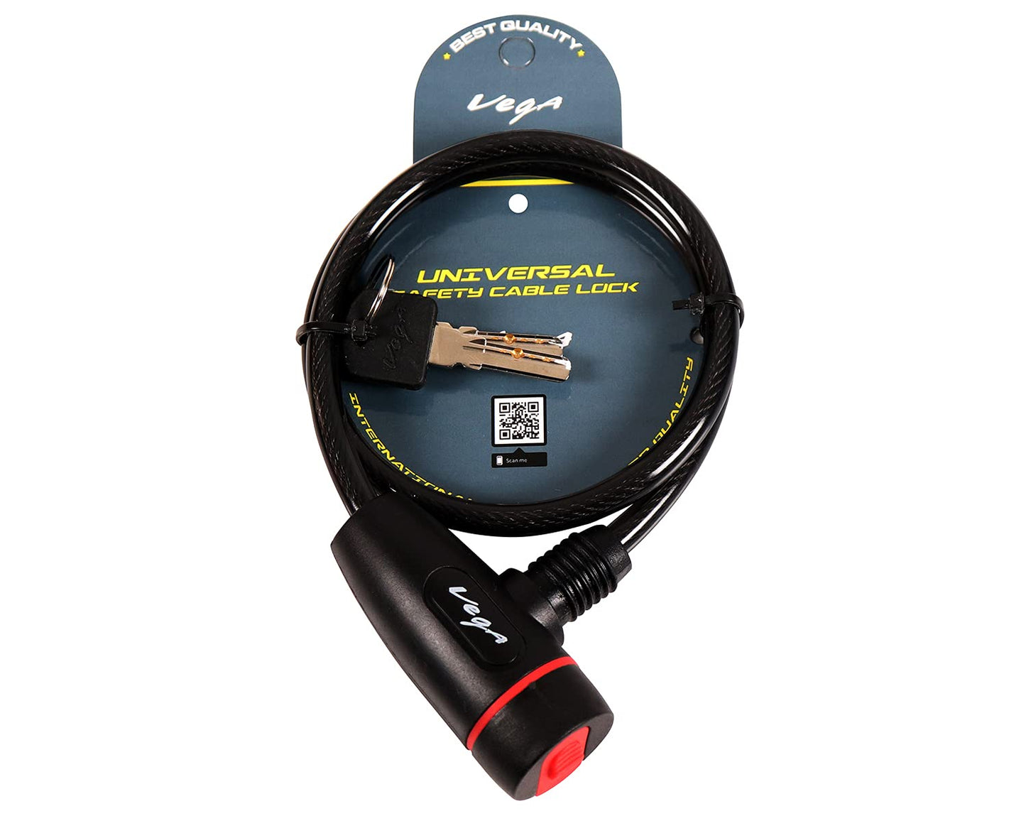 Vega Safety Cable Lock for Helmet | Anti-Theft Steel Cable Lock with Key