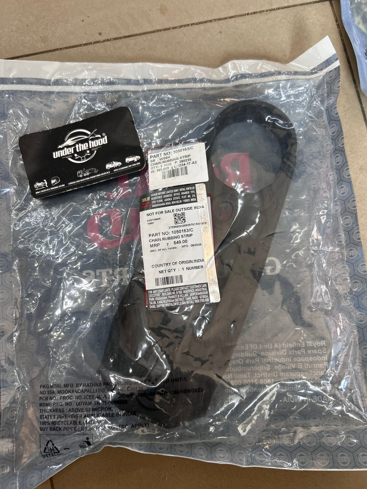 Royal Enfield Super Meteor 650 / Shotgun 650 Chain Slider Rubbing Strip 1050163/C