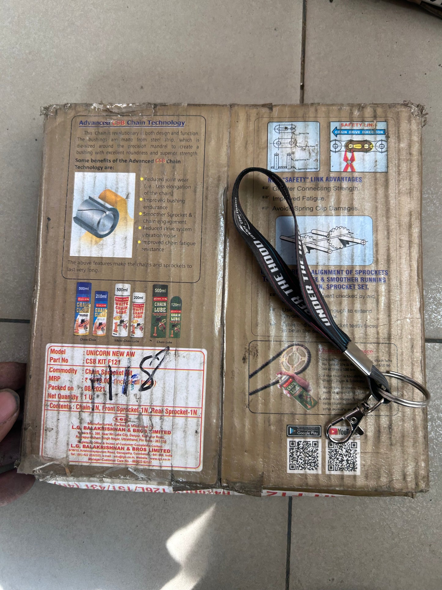 Rolon CSB Kit F121 – Chain & Sprocket Kit for Honda Unicorn 150 (New Alloy Wheel, 15T/43T, R428HCS 126L Sealed Chain)