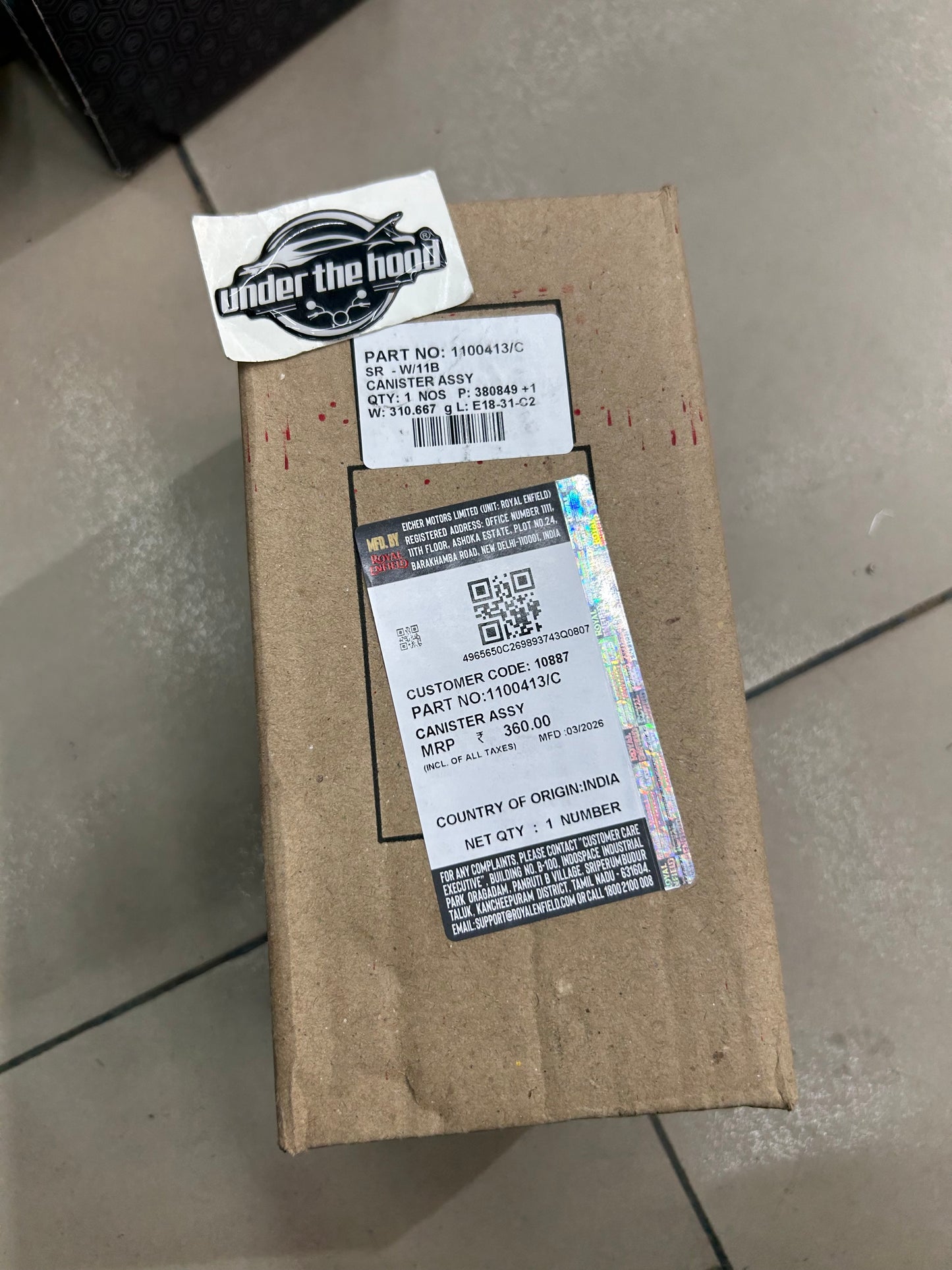Royal Enfield EVAP / Charcoal Canister Assembly (Canister Assy) for Meteor 350, Classic 350, Hunter 350, Bullet 350, Himalayan | 1100413/C | Genuine OEM