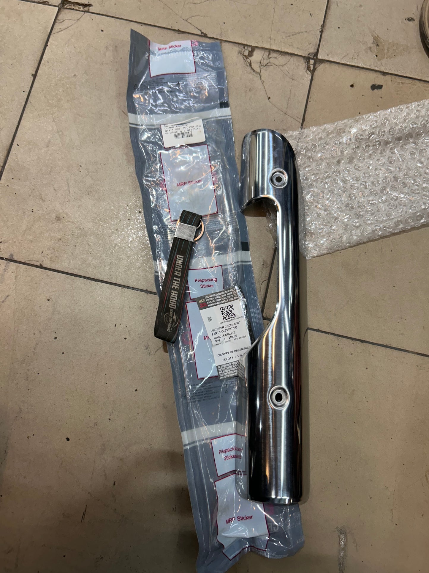 Royal Enfield 591878/B – Exhaust Pipe Guard (OEM Chrome) for Classic 350 & Classic 500 EFI