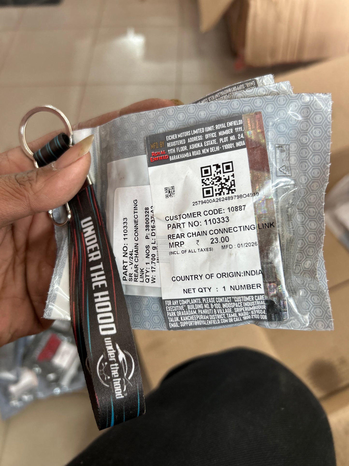 Rear Chain Connecting Link (Non O-Ring) for Royal Enfield Bullet / Electra | 110333 | Genuine OEM