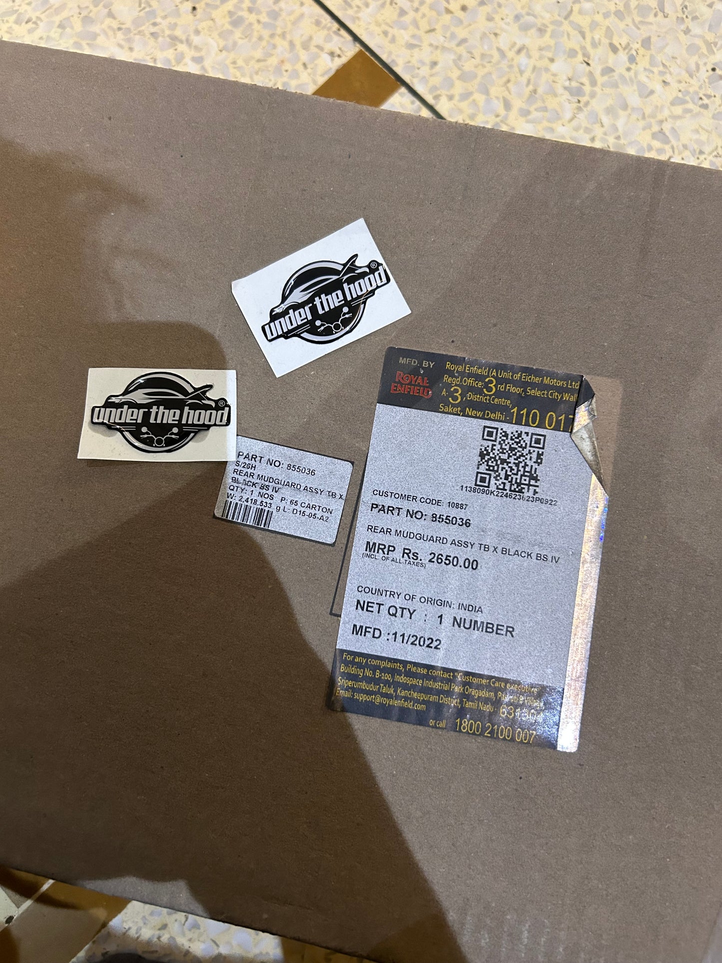 855036 – Rear Mudguard Assembly (Jet Black, BS4) for Royal Enfield Thunderbird X 350 & Thunderbird X