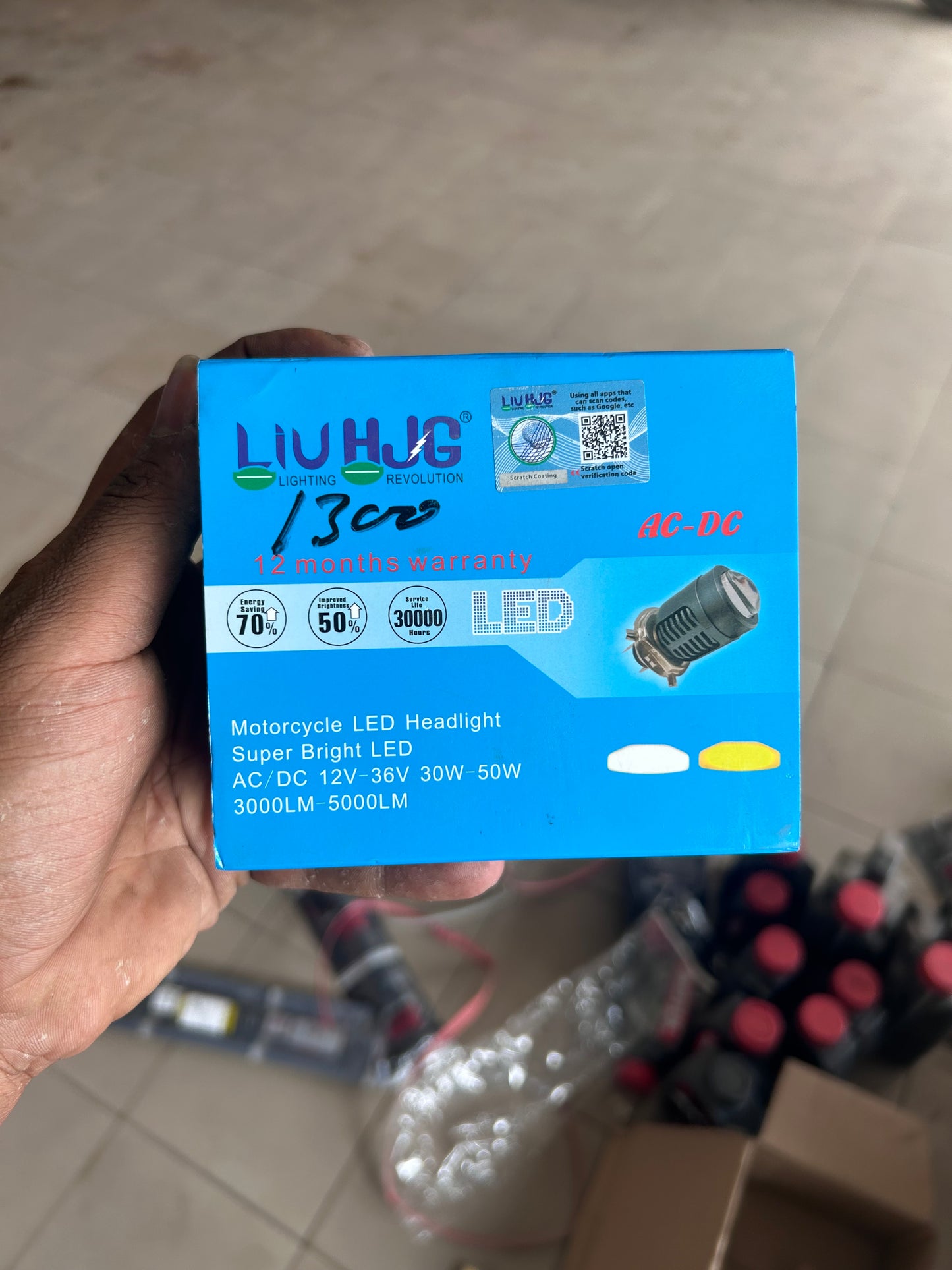 HJG LIU LED Headlight Bulb | Dual Beam White/Yellow | H4 Fitting 12V–36V | 30W/50W for Bikes (1 Pc)