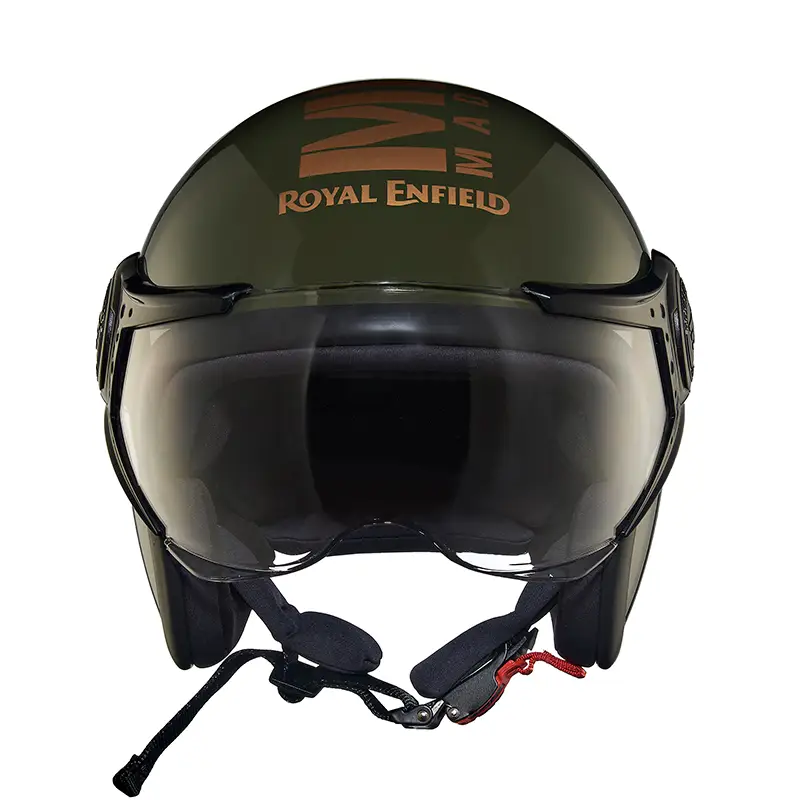 Royal Enfield Jet Helmet – Battle Green – AIRBORNE RE NF Edition (HEAW21027) – DOT & ISI Certified