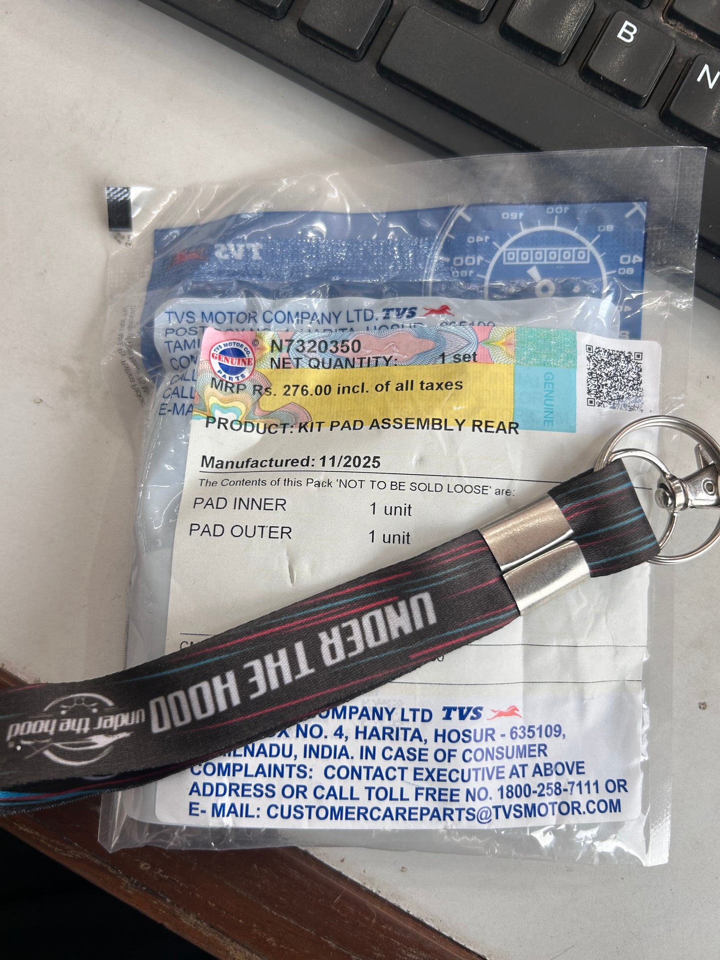 TVS N7320350 Rear Brake Pad Kit (Kit Pad Assy Rear) for Apache RR 310, RTR 310 & BMW G 310 R / GS / RR – Genuine TVS / Bybre