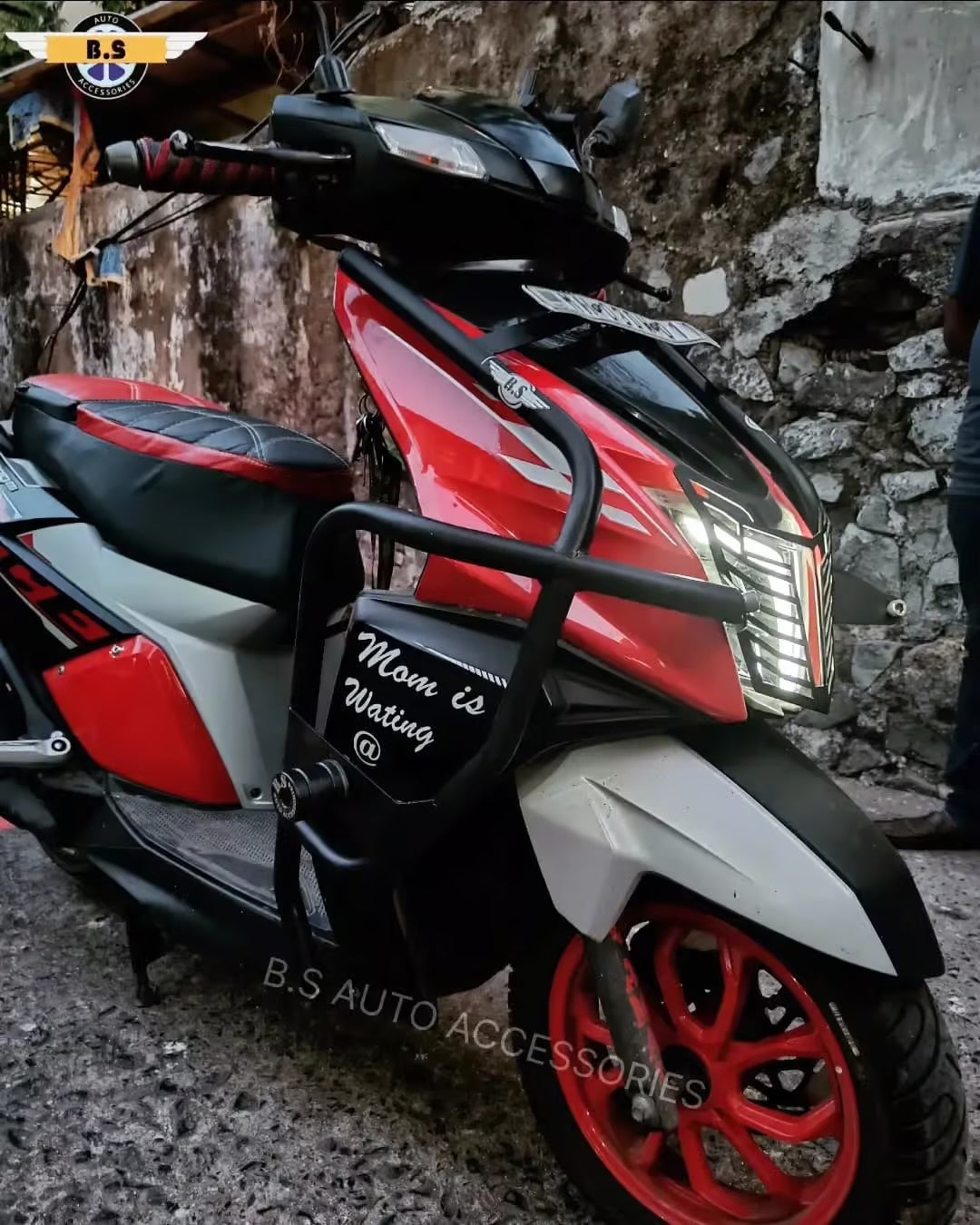 Heavy Crash Guard for TVS Ntorq | Stainless Steel | Black Powder-Coated | BS Auto