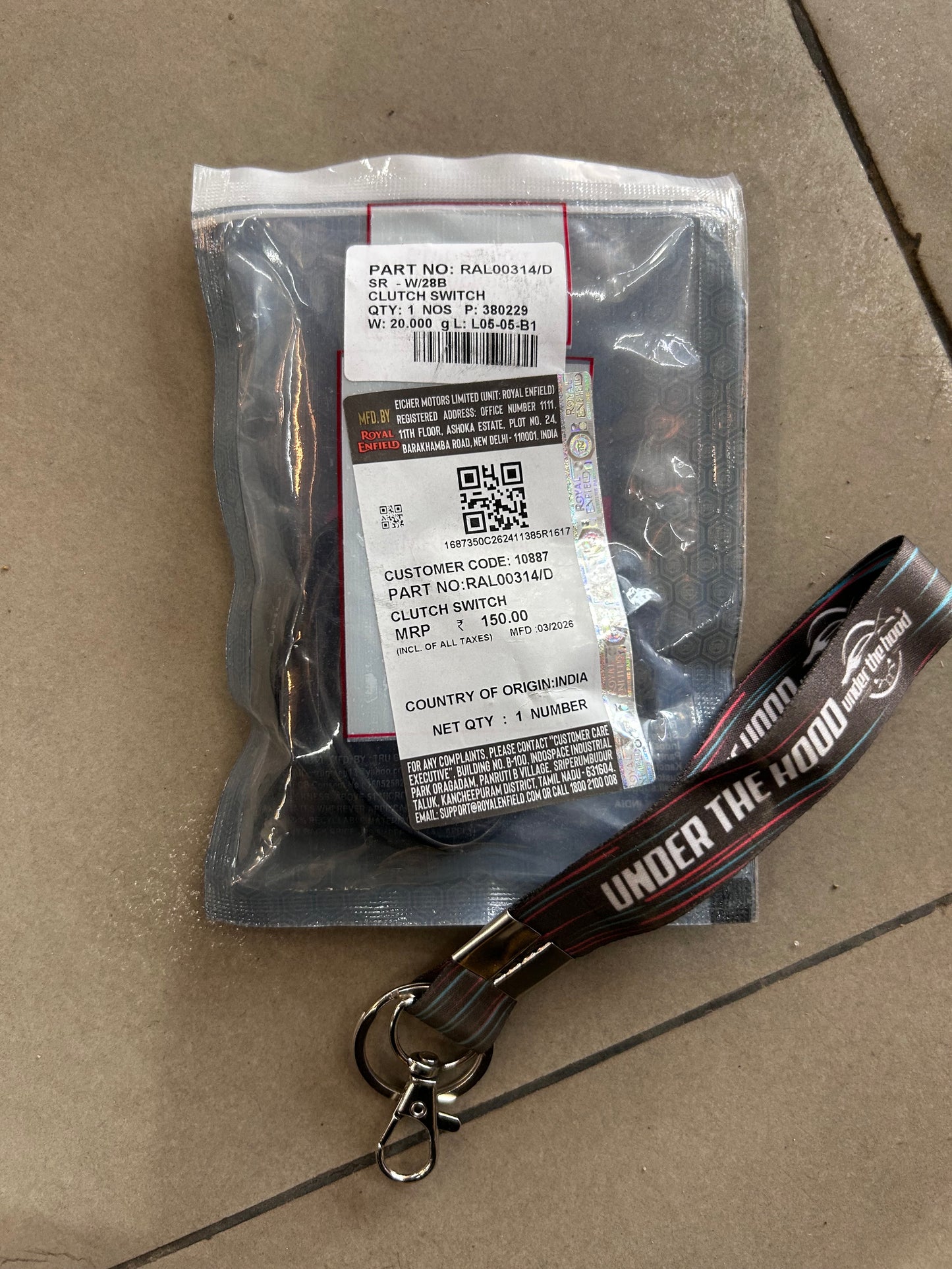 Royal Enfield Clutch Lever Switch (Safety/Start Interlock) — Himalayan 450 & Guerrilla 450 (Sherpa-450, BS6.2/E5) — RAL00314/D