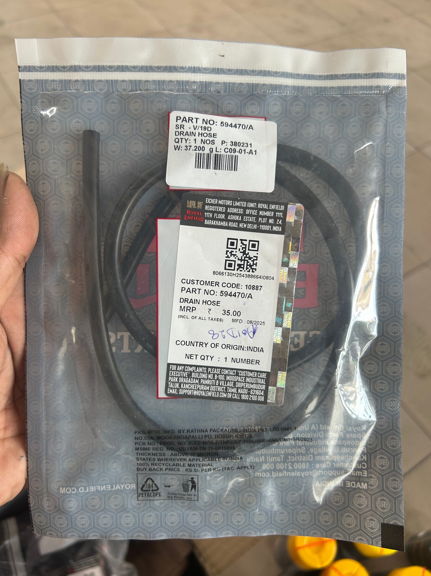 Royal Enfield factory-style drain pipe 594470A