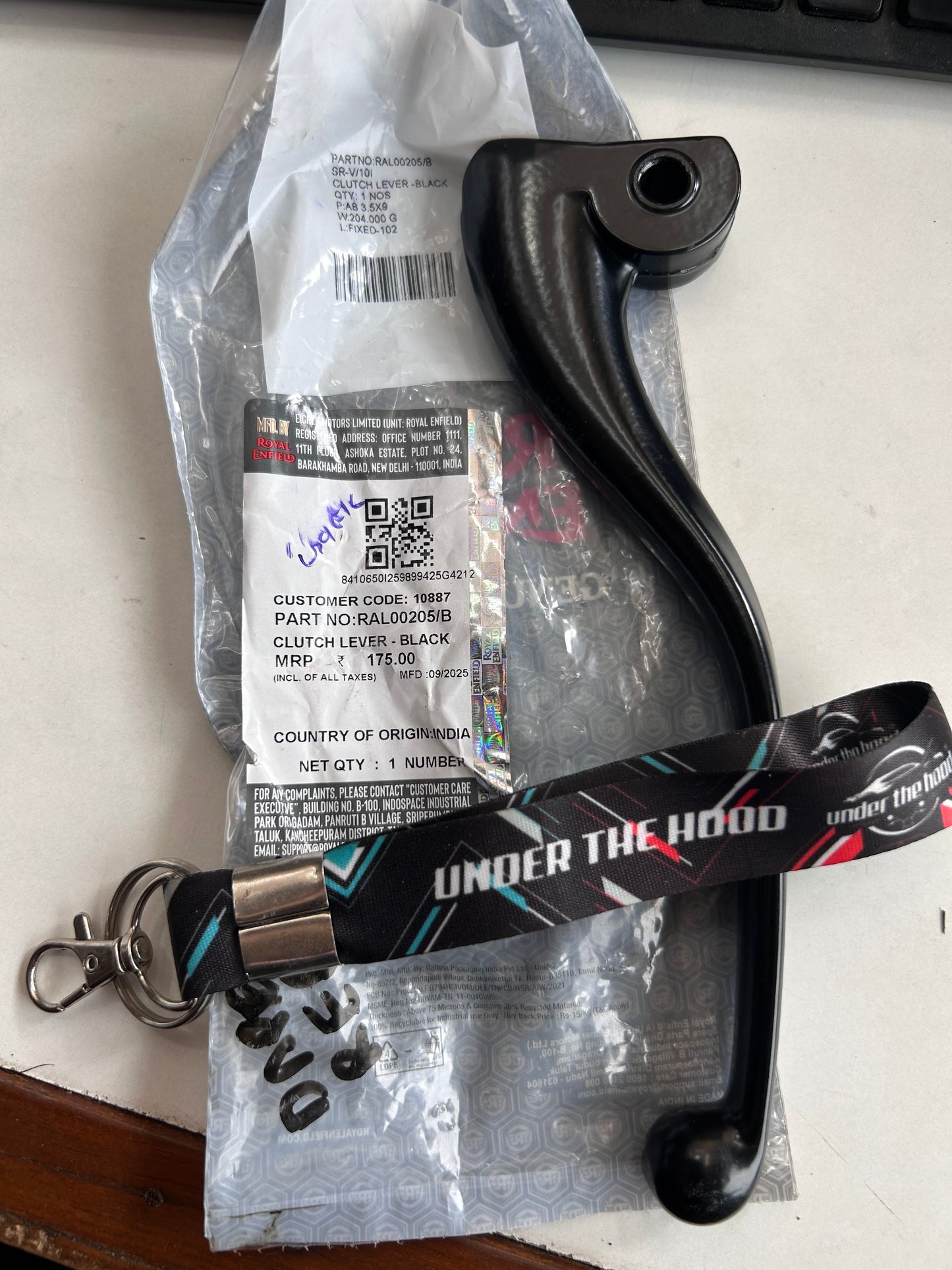 Royal Enfield RAL00205/B Clutch Lever – Black | Genuine Replacement for Meteor 350, Hunter 350, and Classic 350 (2021+)