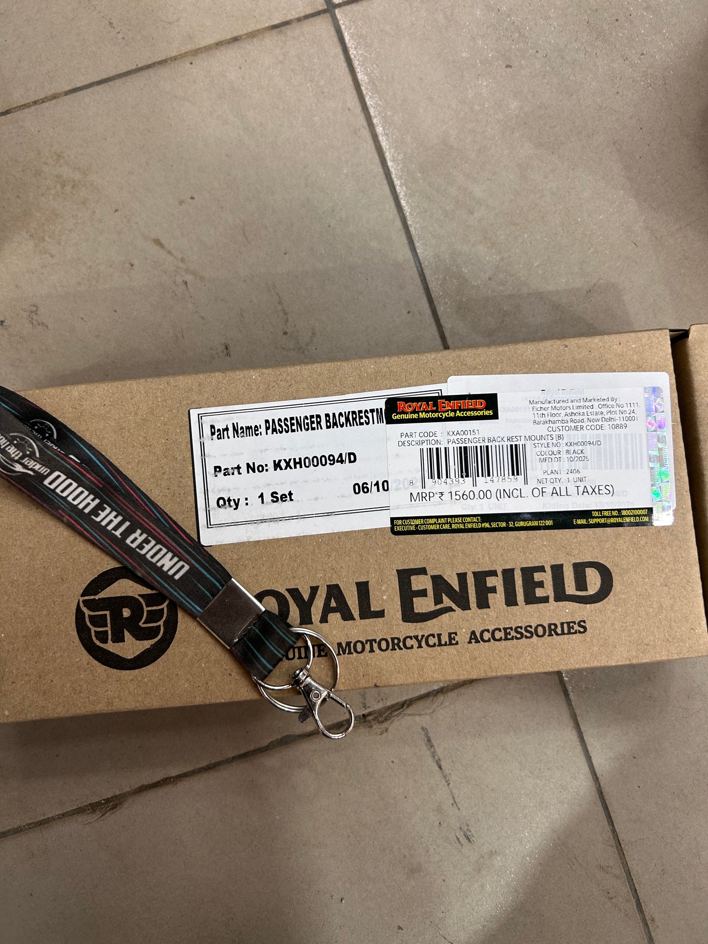 KXA00151 Royal Enfield Black Passenger Backrest Mounts (Pillion Backrest Arms) for All-New Bullet 350 (J-Series) | Genuine GMA