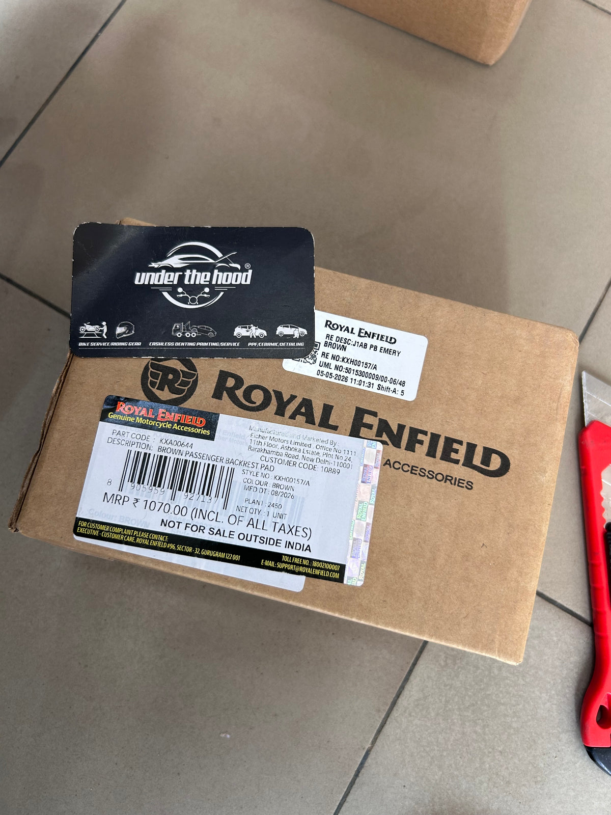 Royal Enfield Classic 350 Brown Passenger Backrest Pad KXA00644 | Genuine OEM