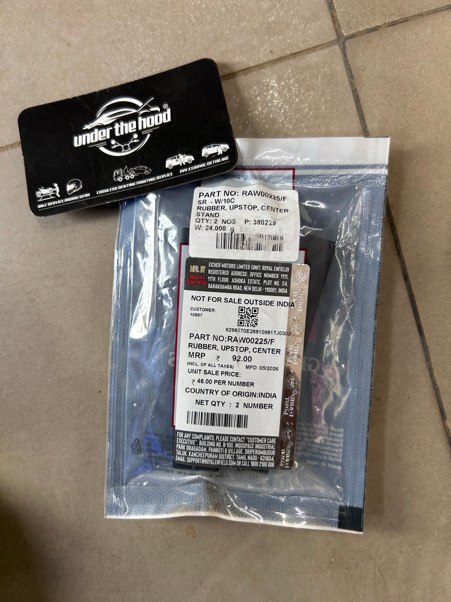 Royal Enfield Center Stand Upstop Rubber for Himalayan 450 & GUERRILLA 450 – RAW00225/F