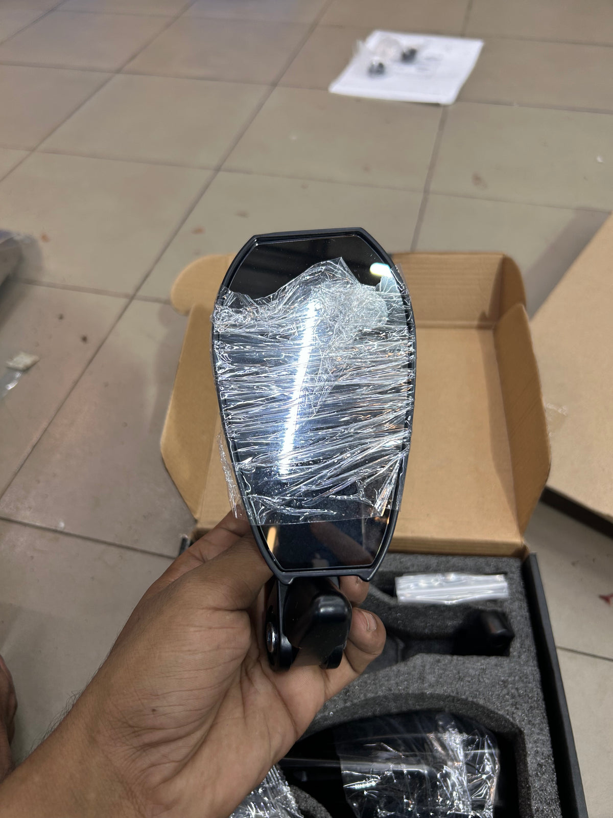 Napoleon Style Adjustable Motorcycle Mirror Pair – Black Short-Stem Rear View Mirrors with Multi-Fit Mounting Hardware