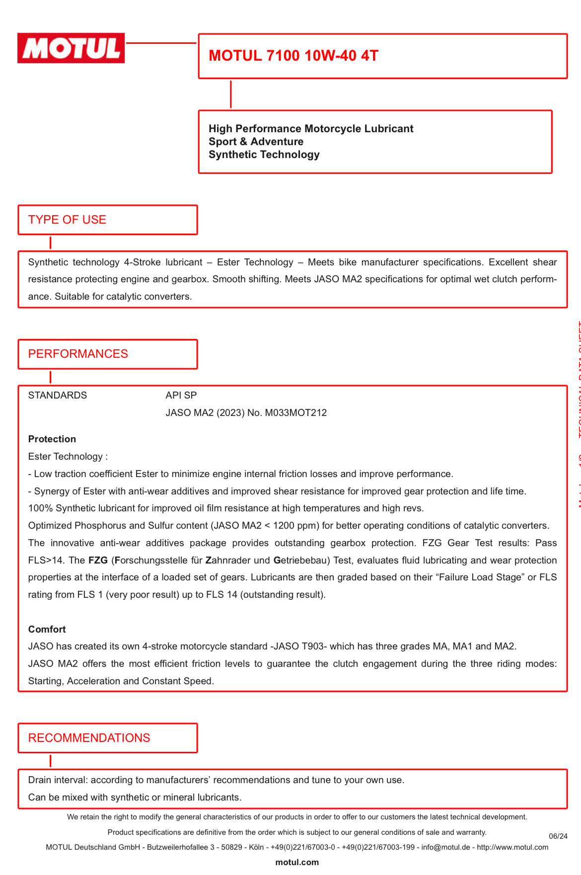 Motul 7100 4T Full Synthetic 1L – 10W40 / 10W50 / 20W50 MA2 Engine Oil for Royal Enfield, KTM, Bajaj, Yamaha