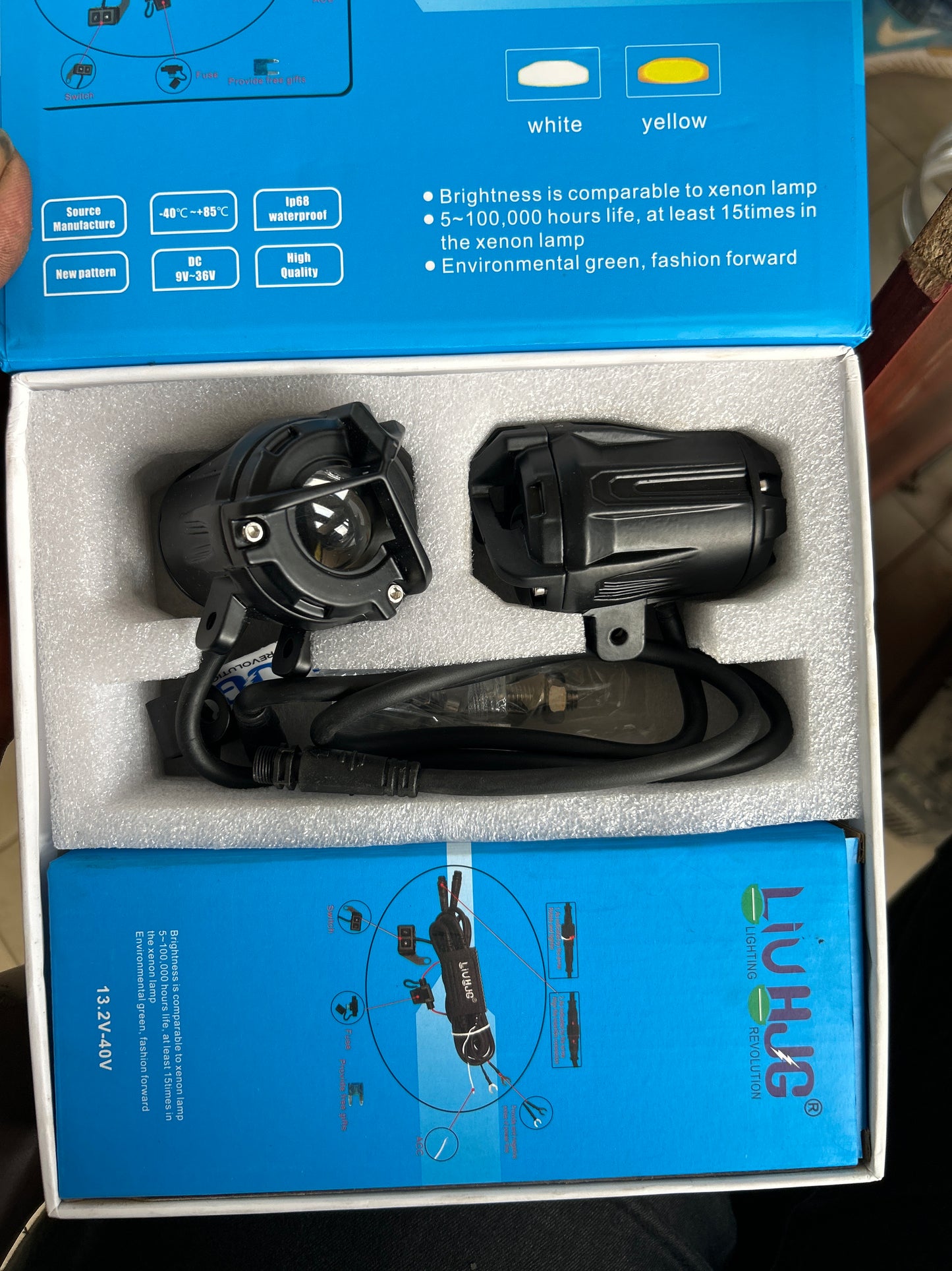 HJG Mini Y Fog Light – Compact Dual Beam LED with Harness for Bikes & Scooters