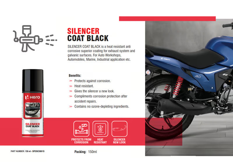 Hero genuine exhaust silencer coating spray SPDSIC0001S matte black finish
