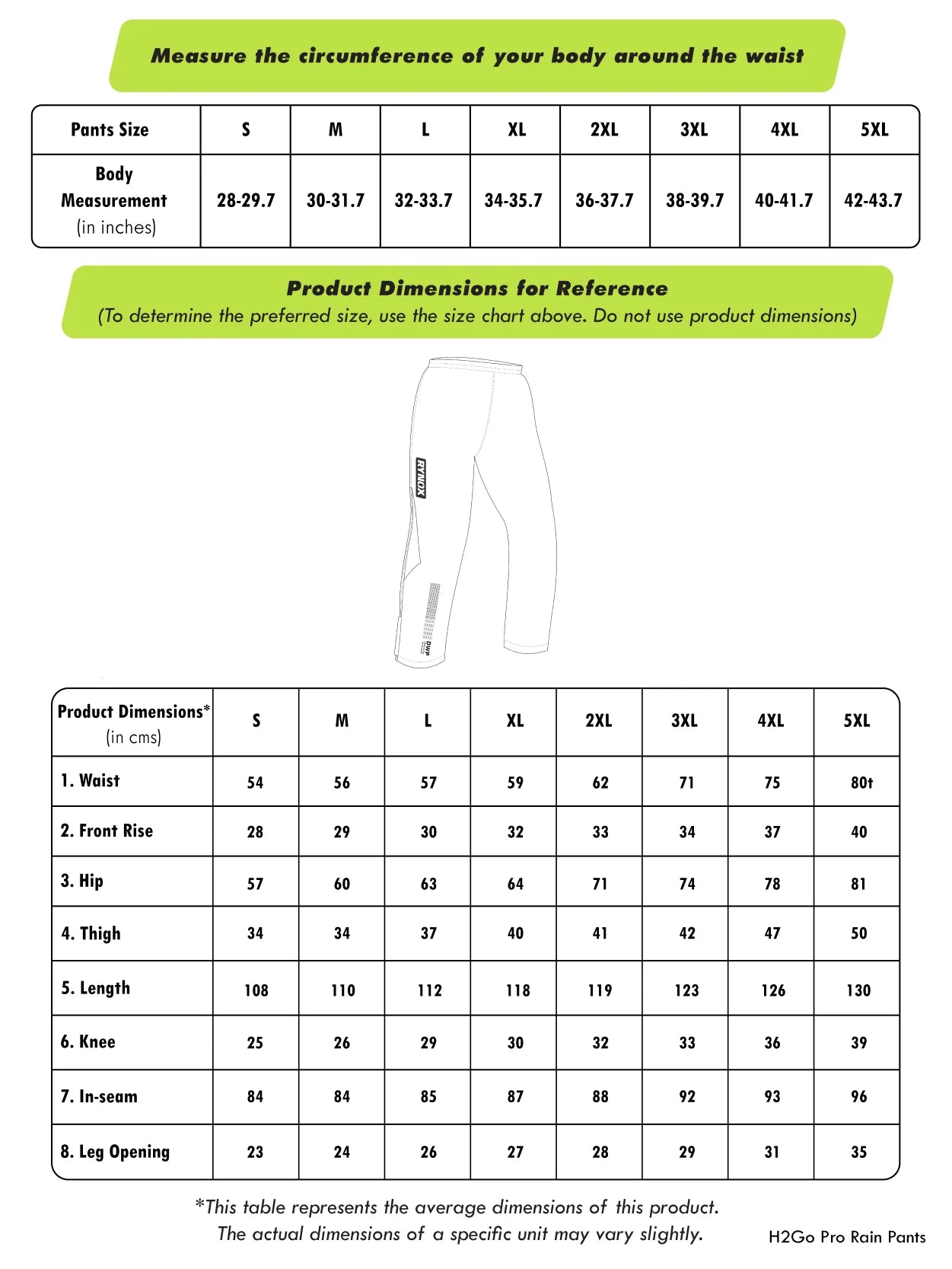 Rynox H2Go Pro Rain Pants – 10,000 mm Waterproof Motorcycle Rain Trouser (Black/Hi‑Viz Green)