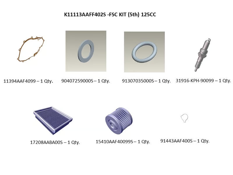 Hero Genuine Service Kit (5th) 110cc – Every 12,000 km | Scheduled Maintenance Kit / FSC Kit | K11113AAFF401S