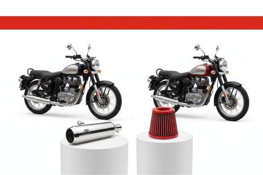 Best Performance Upgrades for Royal Enfield Meteor 350 & Classic 350 Reborn in 2025 – Red Rooster Exhaust + BMC Air Filter Complete Guide