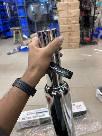 SILMAN Short Punjab Big Mouth 57mm Chrome Silencer LSM4-A – Royal Enfield Classic 350 Reborn, Meteor 350 & Bullet 350 / Battalion J-Series