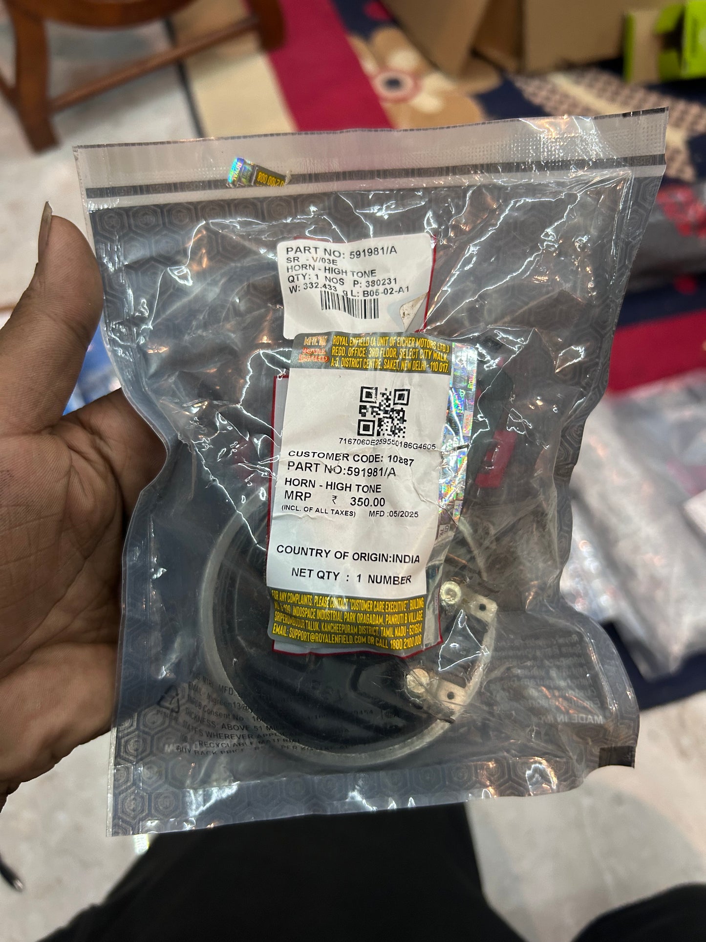 Royal Enfield 591981/A – High-Tone Horn Assembly (K95) – OEM for Classic, Bullet, Thunderbird & Continental GT