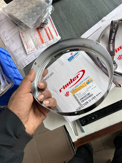 Uno Minda Headlight Rim Set (Inner + Outer) for Bullet Standard / Bullet Electra UCE (7-Inch Headlamp) – 5114N-603I + 5114-603O (Chrome)