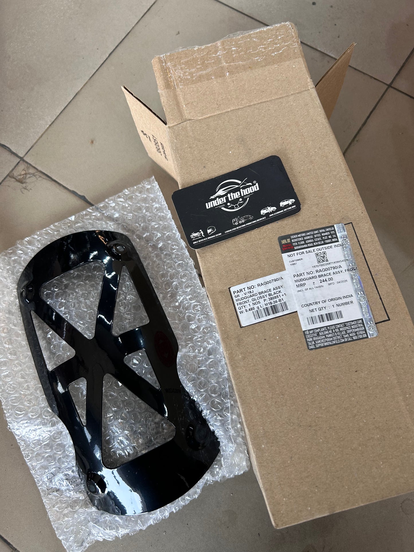 Royal Enfield Front Mudguard Brace Glossy Black RAG00790/A for Bear 650