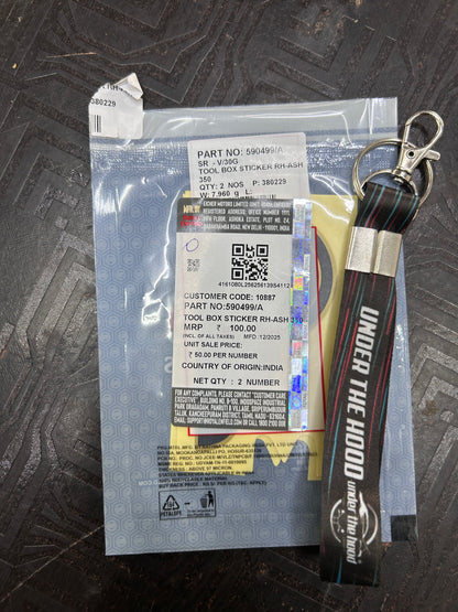 590499/A Royal Enfield – Tool Box Sticker RH (Ash 350) for Classic 350 UCE Toolbox Models (Right Side) | Genuine OEM