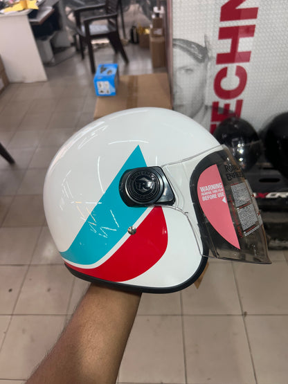 Royal Enfield Hunter Copter Helmet – White (ISI Certified, L Size – 580mm)