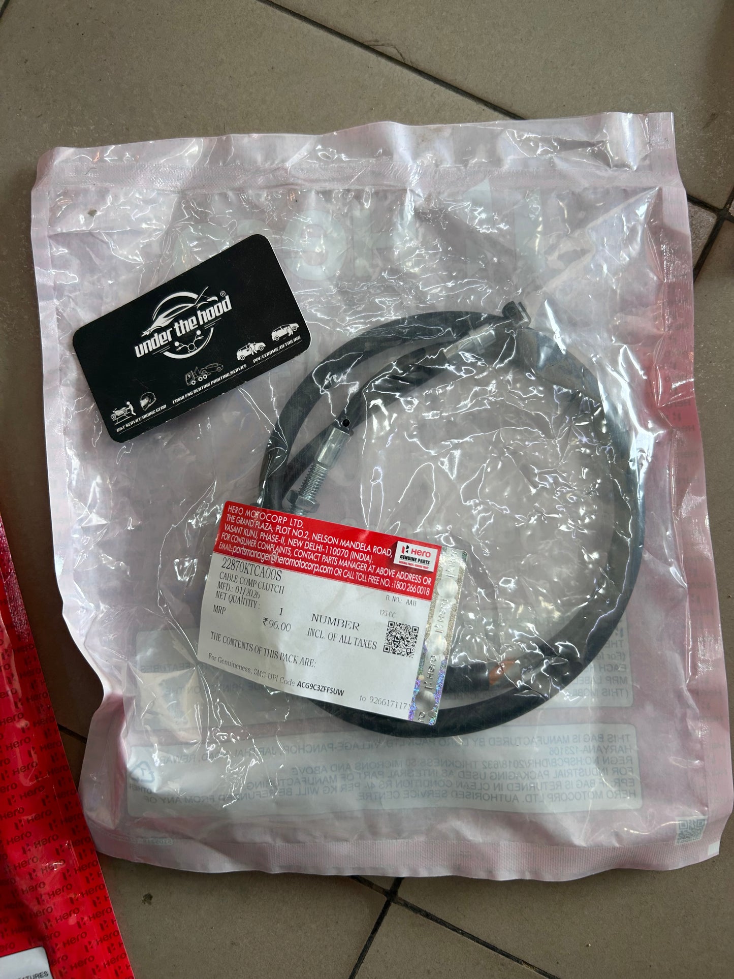 Hero Genuine Clutch Cable for Super Splendor | Clutch Wire / Cable Complete | 22870KTCA00S