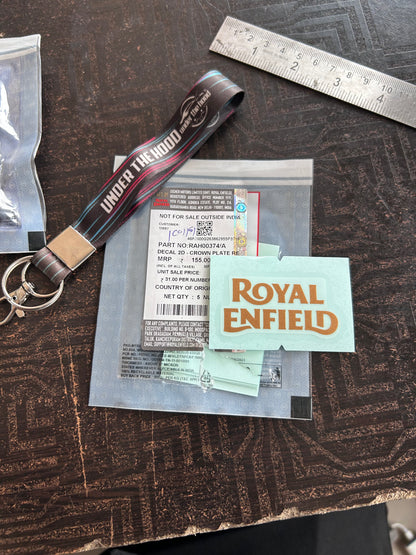 Royal Enfield Bullet 350 & Classic 350 Reborn Gold RE Crown Plate Decal RAH00374/A