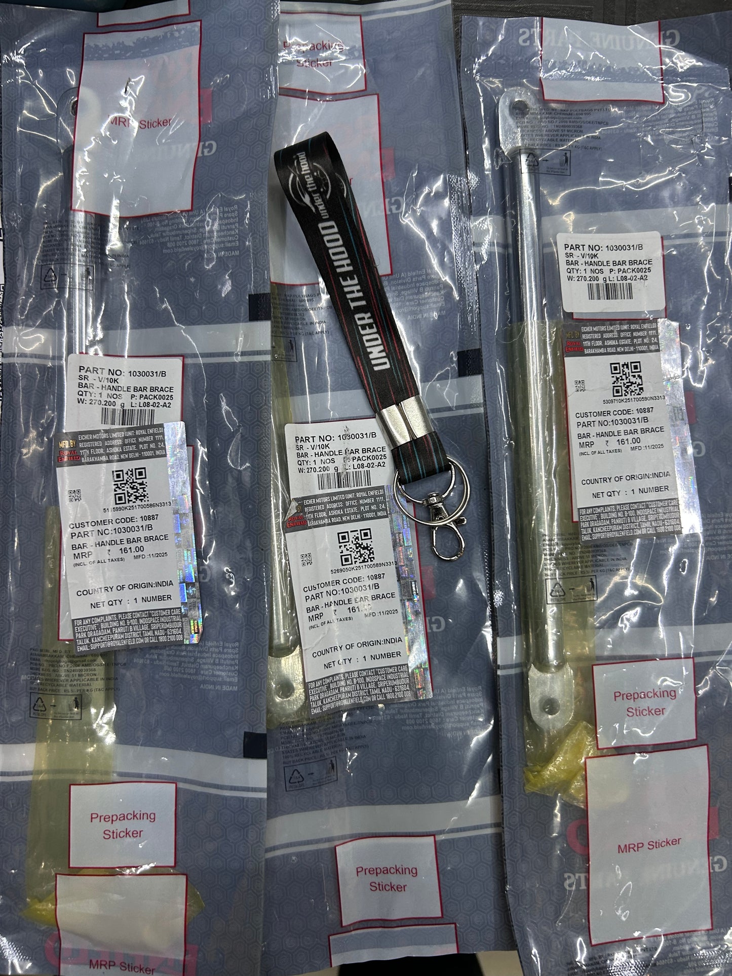 Royal Enfield 1030031/B – Handlebar Brace (Chrome) for 650‑Series