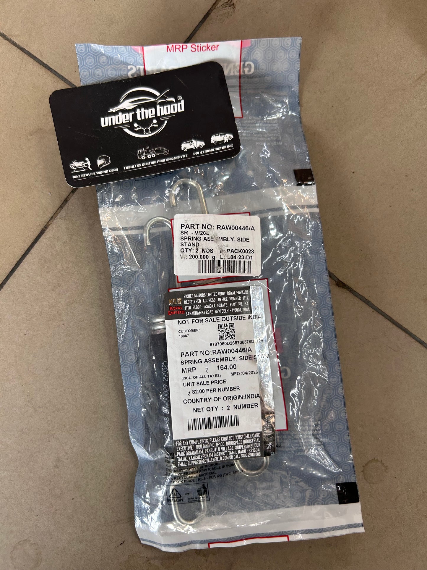 Royal Enfield Side Stand Spring Assembly RAW00446/A for Bear 650